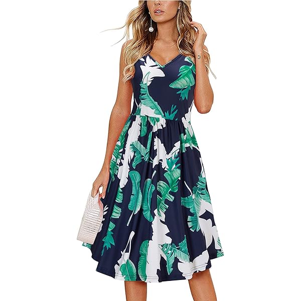 Women's Sexy Strappy Front Bow Tie Floral Midi Summer Dress