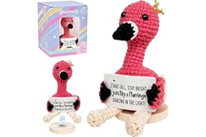 homyfort Positive Crochet Flamingo - Emotional Support Animal for Friends, Handmade Christmas Birthday Gift for Women Men Teen Stocking Stuffers