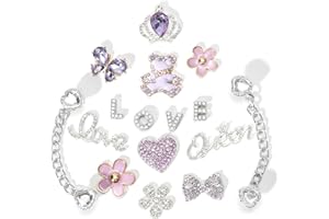 Ziigole Bling Alloy Shoe Charms for Women,Flower,Butterfly Rhinestone Shoe Decoration Charms for Girls, DIY Girly Shoe Chains Charms for Party Favor