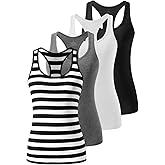 Femdouce Racerback Workout Tank top for Women Activewear Running top Yoga 4 Pack