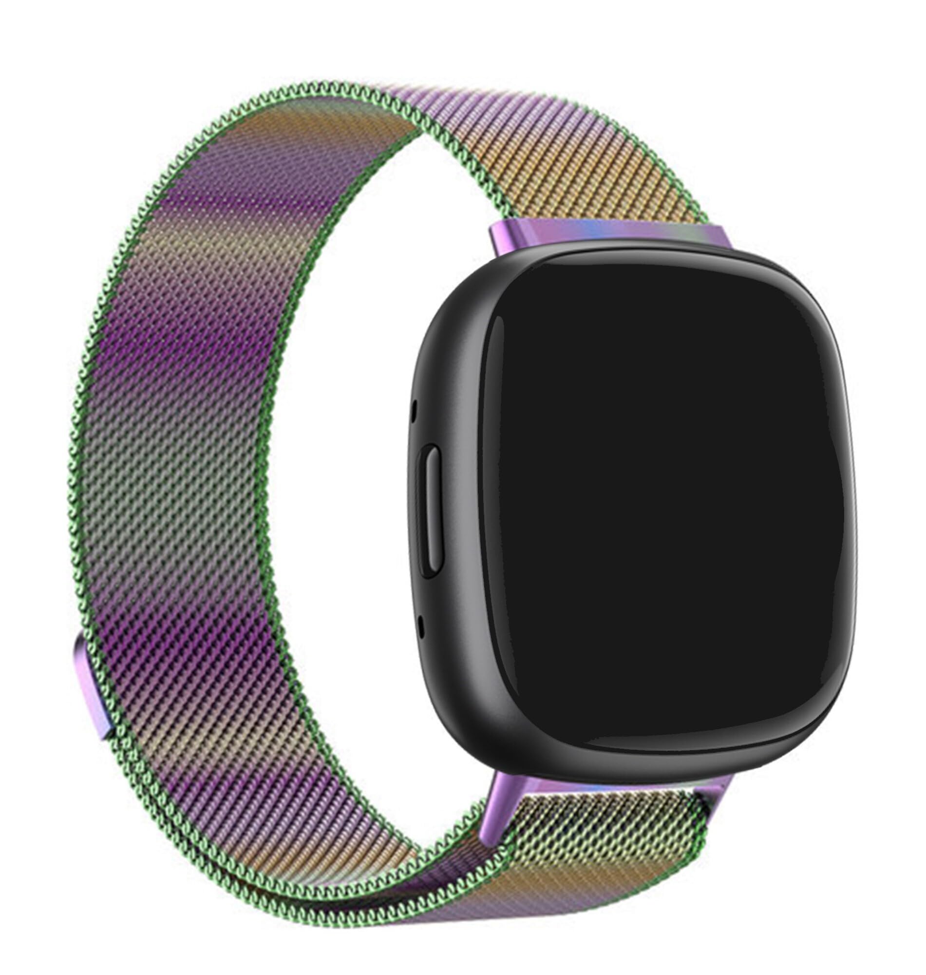 Panda Bobo Milanese Metal Strap Compatible with Fitbit Versa 4/ Versa 3, Fitbit Sense/Sense2, Stainless Steel Wrist Strap Replacement Watch Band (Multicoloured)