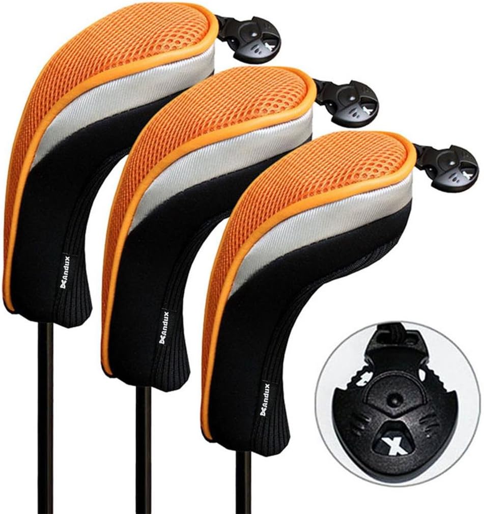 3 Pack Andux Golf Hybrid Club Head Covers Interchangeable No.