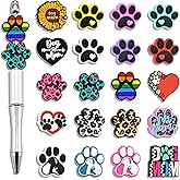 WNTCNV 20pcs Dog Paw Silicone Focal Beads, Paw Focal Beads Colorful Cartoon Puppy Silicone Bead Paw Print Bead for Beaded Pen Lanyards Bag Pendants Keychain Making Crafts Necklace Bracelet
