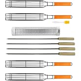 Kabob Grilling Baskets, BBQ Grill Accessories Set of 4 | 12" Stainless Steel Hot/Cold Smoker Tube, BBQ Smoker Rotisserie Basket, For Grilling Vegetables