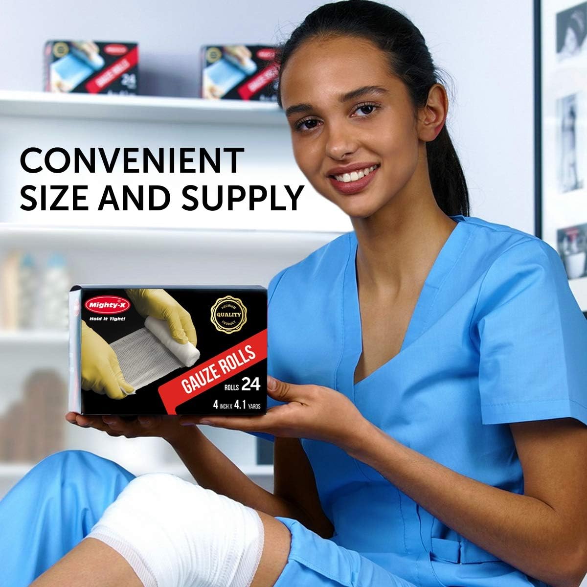 Premium Gauze Bandage Roll - 24 Pack - Gauze Roll (4 inches x 4.1 Yards) - Latex Free Rolled Gauze - Gauze Wrap + Bonus Medical Tape: Health & Personal Care