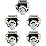 OCGIG 5PCS Mini Push Button Drawer Cupboard Door Catch Lock Caravan Motorhome Boat Chromium Knob