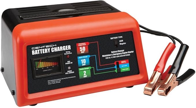 Cen Tech 60581 Manual Car Battery Charger With Engine Start 10 2 50 Amp 12v Batteries Amazon Canada
