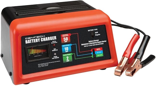 Cen Tech 60581 Manual Car Battery Charger With Engine Start 10 2 50 Amp 12v Batteries Amazon Canada