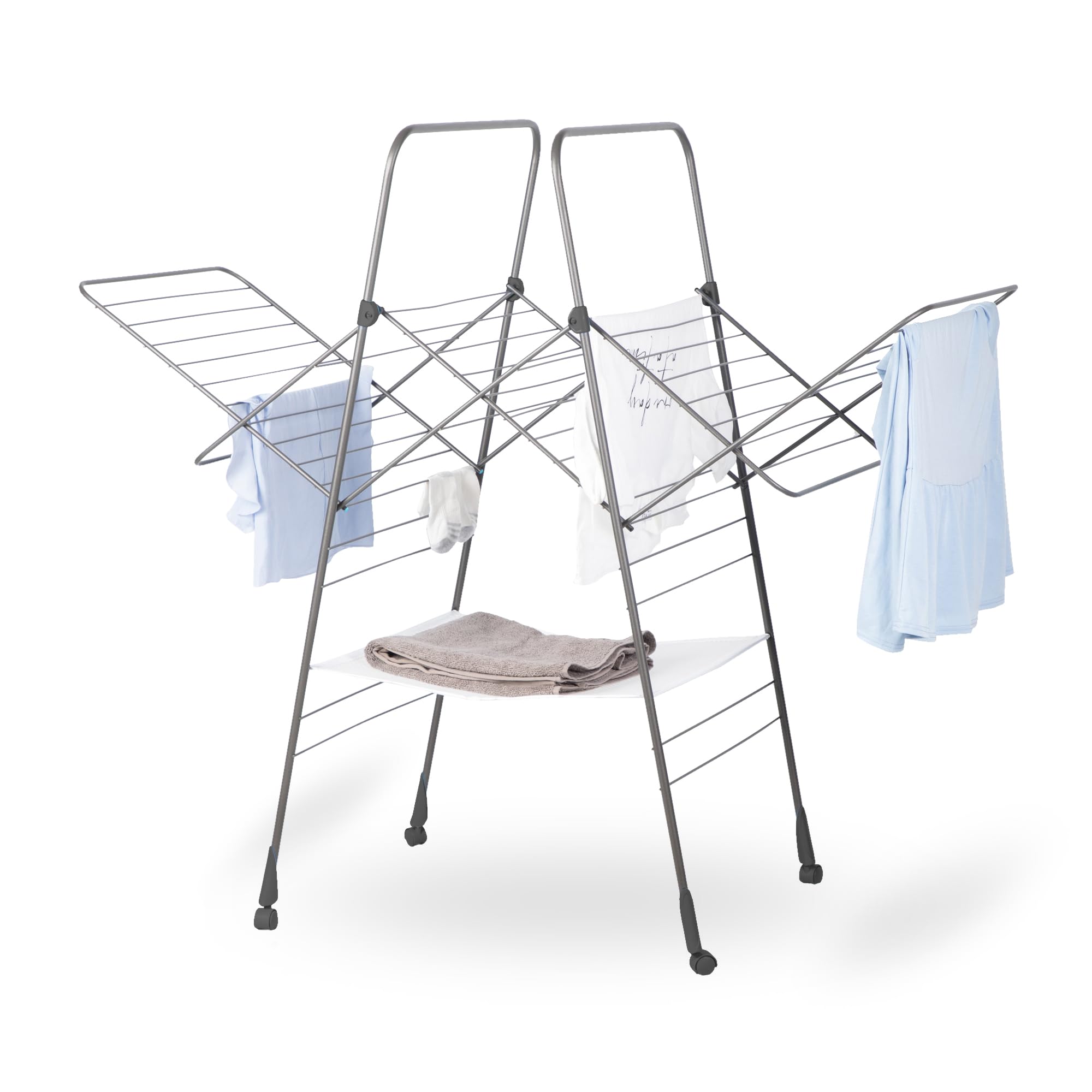 Photo 1 of Minky Homecare Premium SureGrip Multidryer Indoor and Outdoor Clothes Drying Rack, Lightly Textured Non Slip Rungs, 82 Ft. of Drying Space, Gunmetal Gray