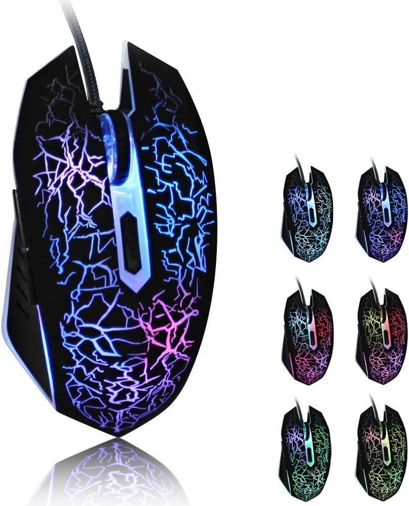 Mouse YIMAN Wired Game Mouse 6 Buttons Smart USB Mouse Colorful Lighting Up to 2400DPI For PC Laptop Notebook