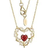 Kstyle Christian Valentine's Day Gifts for Women - 14k Gold Crown of Thorns Birthstone Pendant Necklaces for Women, Religious Anniversary Birthday Jewelry Non Tarnish 18"+2"