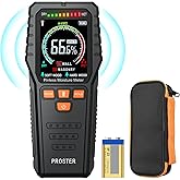 Proster Pinless Wood Moisture Meter, Non-Destructive Moisture Detector for Wood Wallboard Masonry; Moisture Tester Detect up