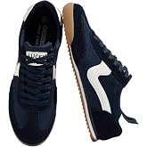 LUCKY STEP Men's Retro Casual Sneakers Fashion Tennis Shoes | Classic Lace-Up Walking Shoes Low Top Cow Suede Everyday Lifestyle Sneakers