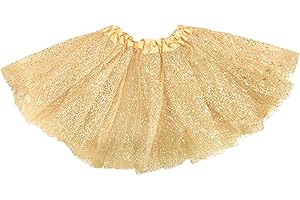 Moptrek born Infant Baby Professional 3 Layers Sequin Tutu Tulle Skirt (6-18month, Gold)¡­