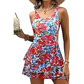 CiCiBird Women One Piece Tummy Control Swimsuit Modest Swim Dress Bathing Suit Skirt Swimwear