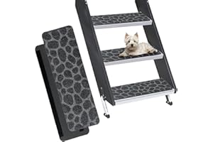 RUNROLE RV Step Covers 3 Pack Embossed Camper Stair Rugs Non Slip Carpet for Mobile Home - 24x7.5 Inches, Stone Patterns