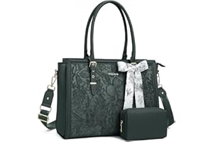 MOSISO Laptop Bag for Women, 15.6-16 inch PU Leather Tote Bag Compatible with MacBook, HP, Dell, Asus Notebook, Front Embosse