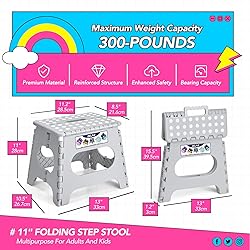 Delxo Folding Step Stool, 11 inch Non-Slip Foldable