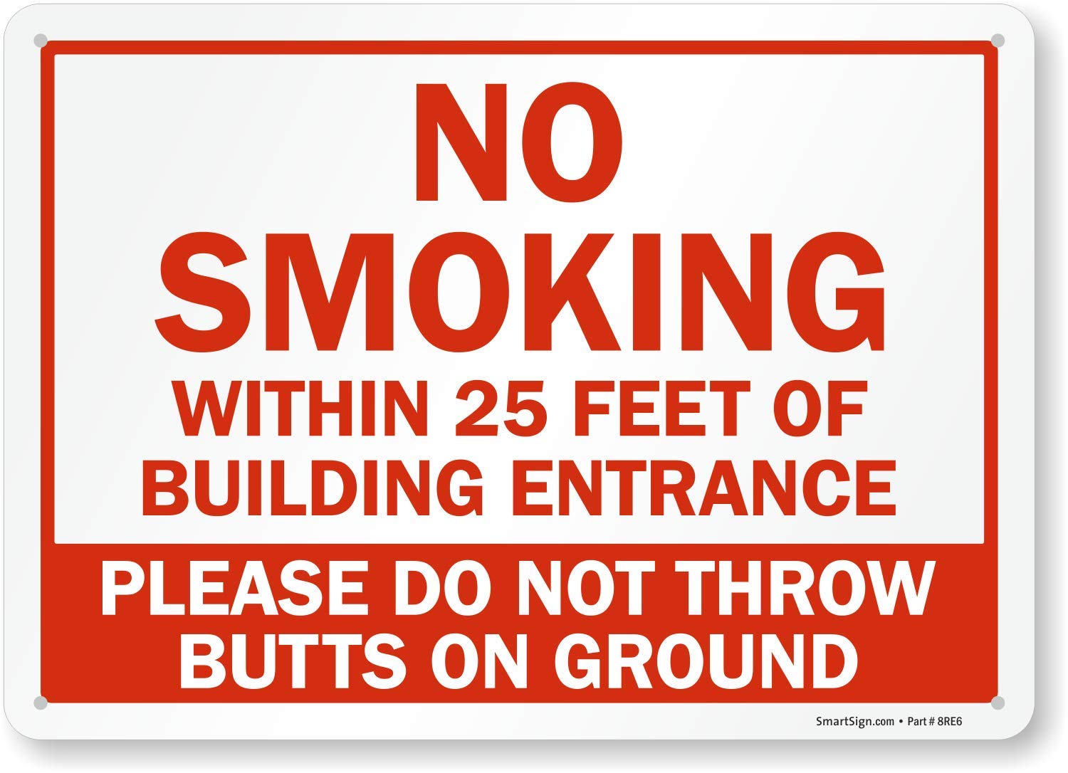 Photo 1 of "No Smoking Within 25 Feet of Building Entrance" Sign by SmartSign | 10" x 14" Plastic