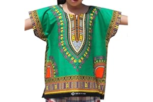 RaanPahMuang Unisex Bright Africa Classic Childrens Dashiki Cotton Shirt Boys Girls