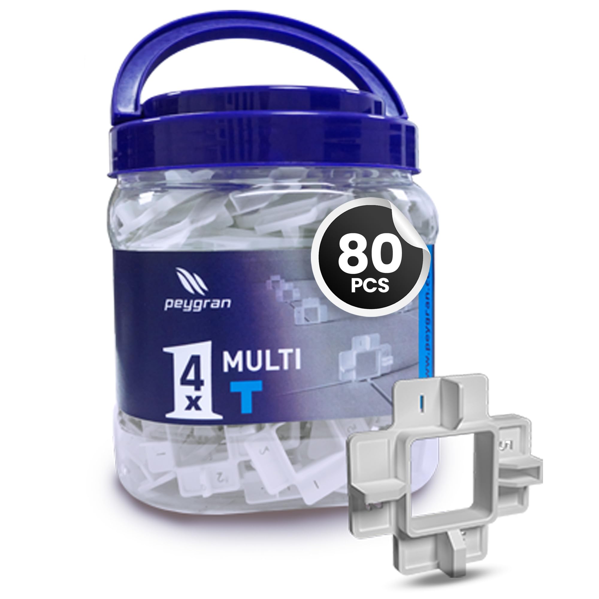 Peygran Multi Spacers T - 4 Sizes in 1 Spacer Bucket Including 80 Reusable spacers T with 4 Sizes 5mm (3/16"), 3mm(1/8"), 2mm (1/16") and 1mm (1/32") Each