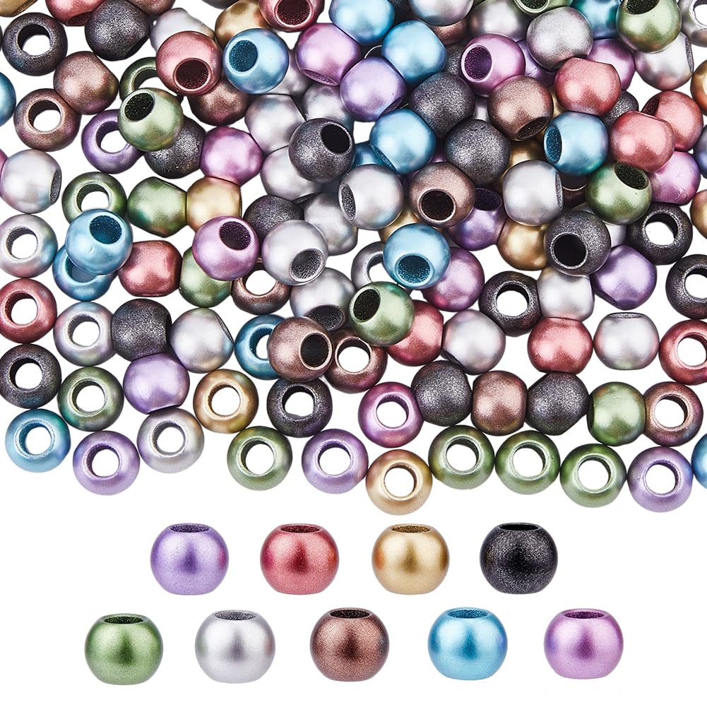 DICOSMETIC 300Pcs Metallic Acrylic Large Hole Beads 12mm Rondelle Mix European Style Beads with 6mm Hole Loose Beads Bulk for Bracelets Necklace Jewelry Making DIY Crafts