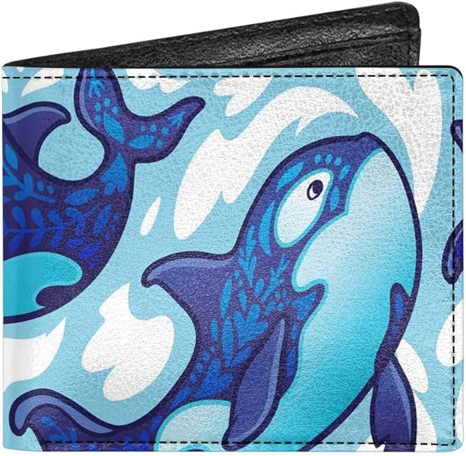 INTERESTPRINT Decorative Killer Whales Casual Bifold Wallet With Coin
