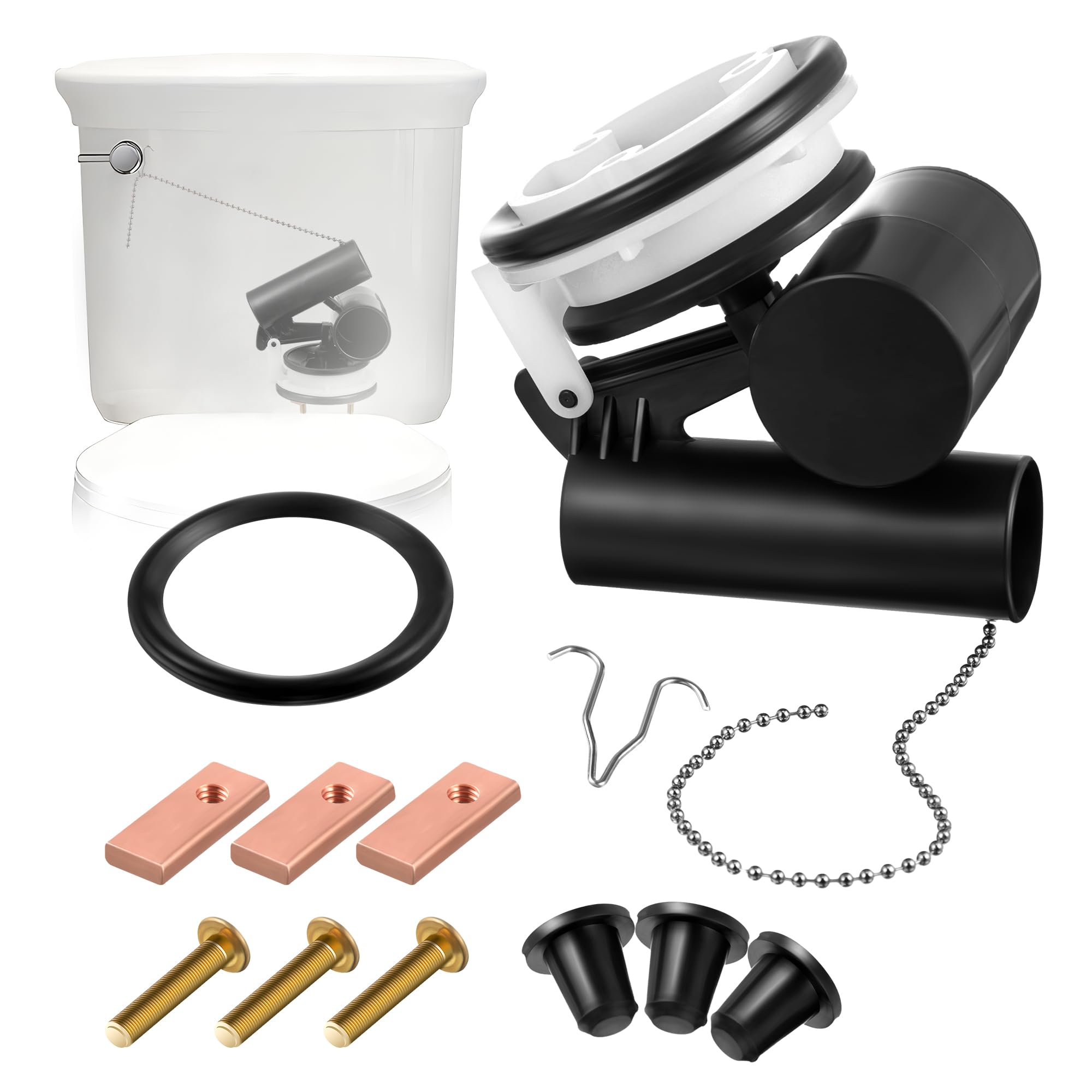 Photo 1 of Enhon Toilet Flush Valve Assembly Compatible with American Standard 047107-0070A/3161-Series Toilet Flush Valve Flapper Replacement Kit for One Piece Toilets