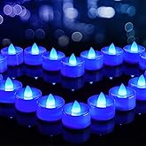BEICHI Flameless Candles, Battery Operated LED Tealights Votive Flickering for Party Halloween, Christmas, Wedding- 24Pack, Blue Light