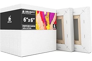 LWR CRAFTS Stretched Canvas 6" X 6" Pack of 6