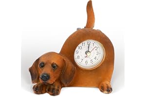 AEI AIE Dachshund Desk Clock with Wagging Tail GF80 6" Wx5 H (Dachshund)