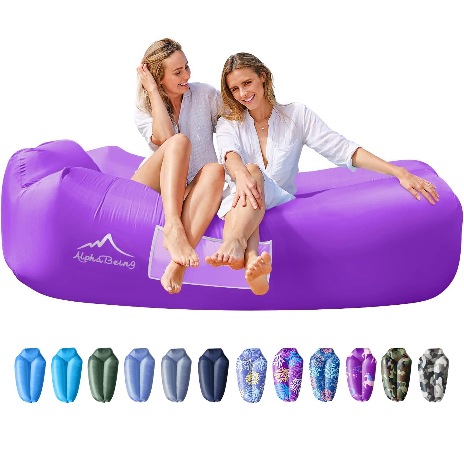 Photo 1 of AlphaBeing Inflatable Lounger - Best Air Lounger for Travelling, Camping, Hiking - Ideal Inflatable Couch for Pool and Beach Parties - Perfect Air Chair for Picnics or Festivals