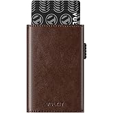 VULKIT Men's Card Holder Wallet Pop Up Wallet Magnetic Closure RFID Blocking Tri-fold Leather Wallet