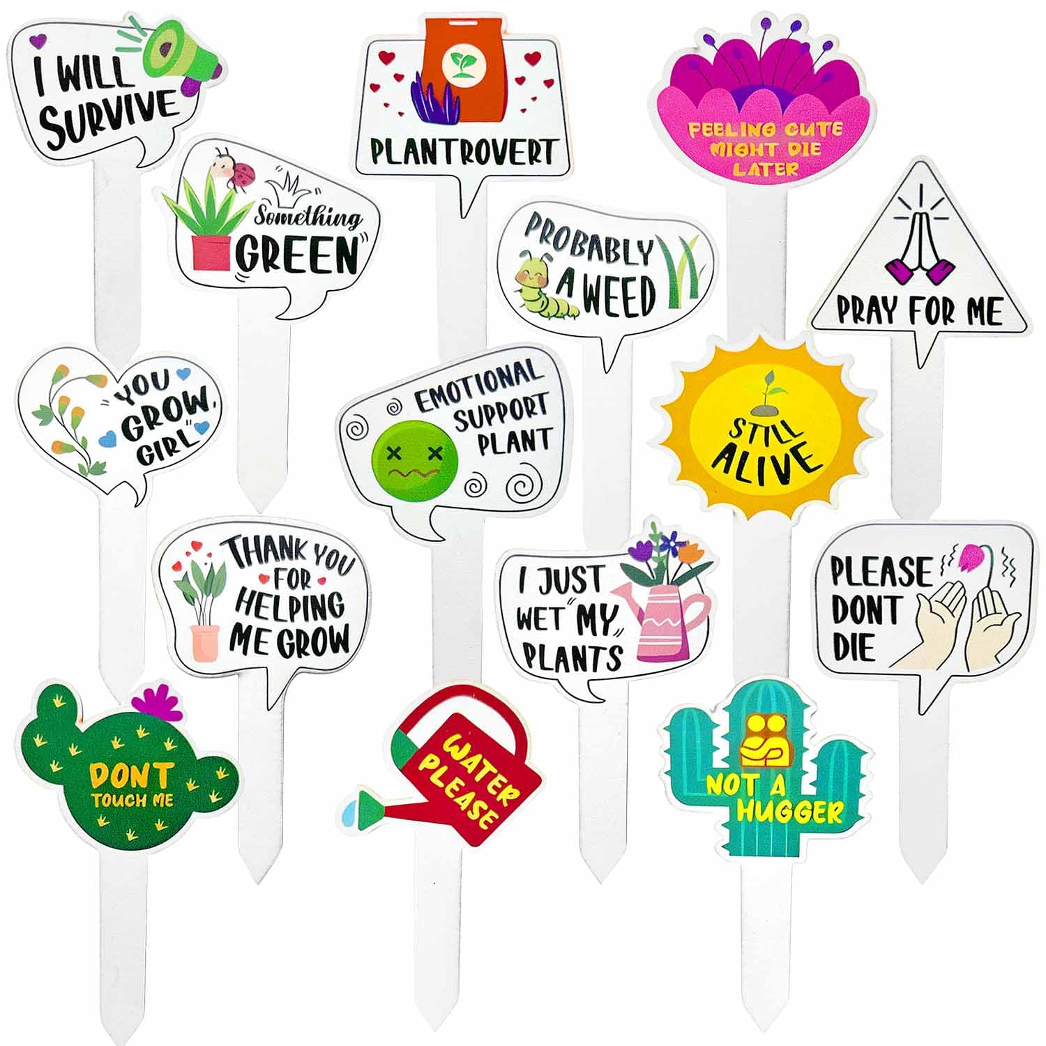 15 PCS Plant Labels,Wooden Funny Garden Labels,15 Styles Assorted Shapes Words Plants Tags Plant Labels Garden Markers for Vegetables Succulent Flowers Greenery Potted Plants