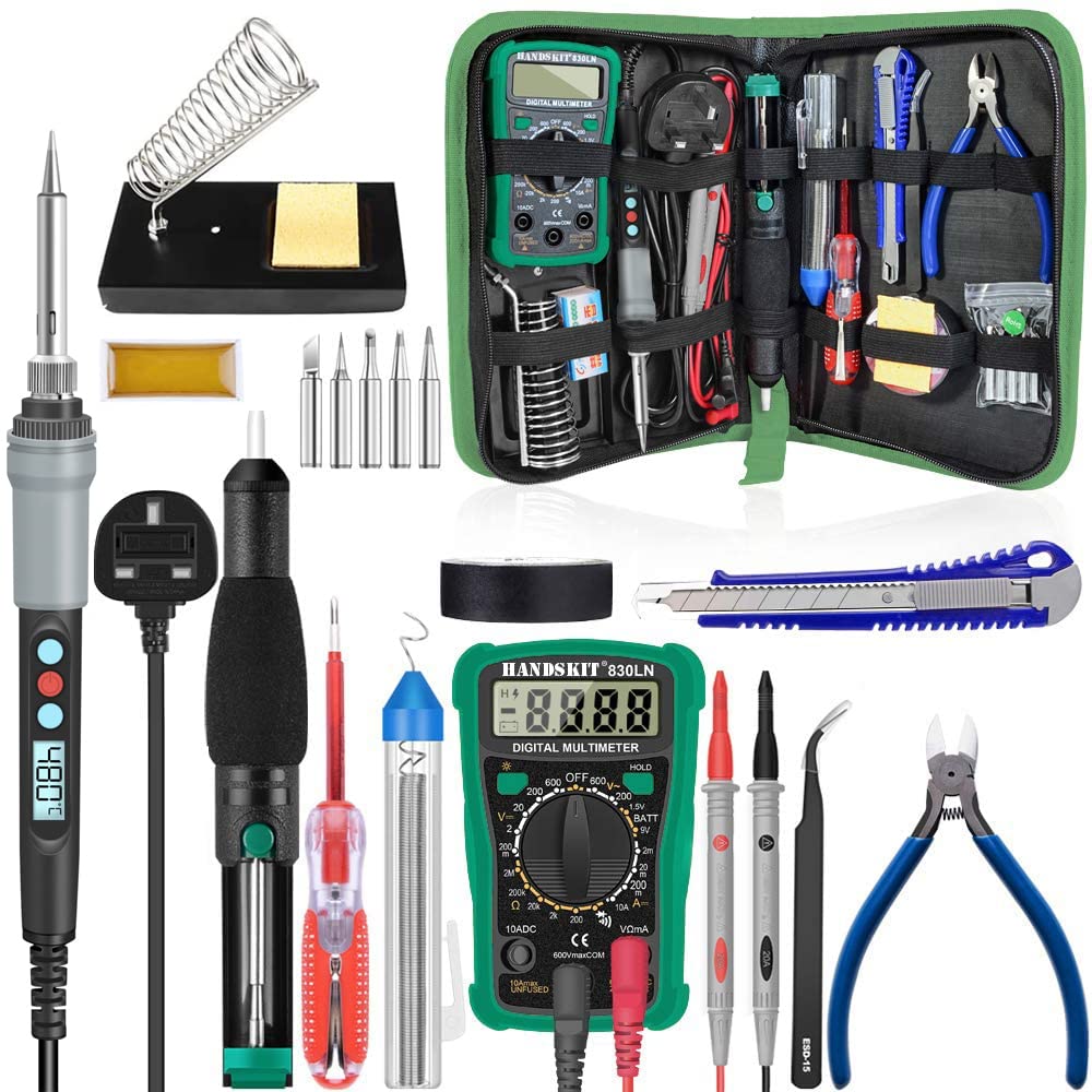 Soldering Kit,Soldering Iron with Multimeter,NO-Soldering Welding Tools/Cutter/Solder Wire/Solder Iron Tip and PU Tools Bag