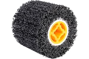 SHITIME 4.5" x 4" Abrasive Drawing Wheel Surface Conditioning Tool, 40 Grit Abrasive Drum for Metal Polishing Paint, Rust, Oxidation - 3/4" Quad Keyway for Hand held Polishing Machine(1)