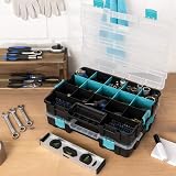 Navaris Plastic Storage Box Stackable Organizer Tool Case w/ Removable Divider view 2