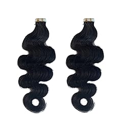 Black Tape in Hair Extensions Human Hair, Body Wave