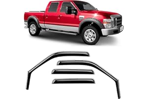 Voron Glass in-Channel Extra Durable Rain Guards for Ford F250 to F550 Super Duty 1999-2016 SuperCrew, Window Deflectors, Vent Window Visors, 4 Pieces - 200434