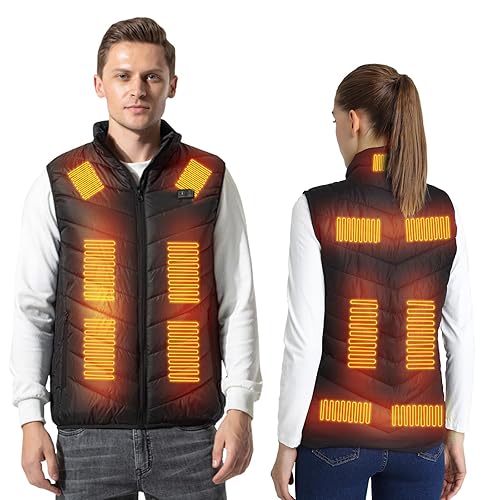 Armorget Heated Vest for Men Women, Heated Sleeveless Vest with USB Plug, 13 Heating Zones, 3 Temperature Adjustable, Lightweight Thermal Vest for Hiking, Cycling XXS Black(Power Bank not Included