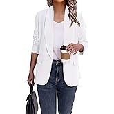 Ahlaray Women's Blazer Business Casual Lapel Collar Long Sleeve Open Front Work Office Suit Jacket Blazer, S-XL