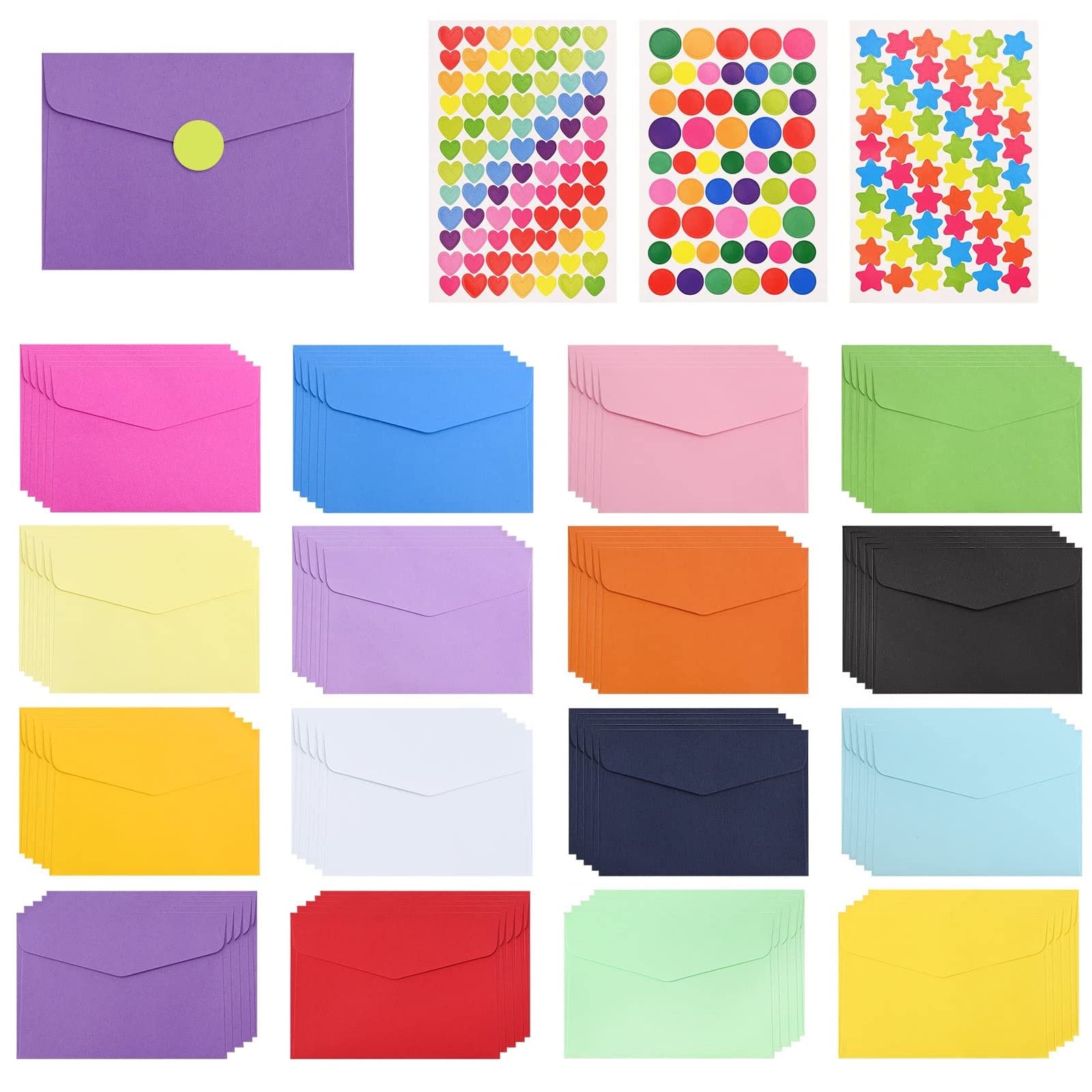 Dingfeng 70 Pcs Mini Envelopes, Small Envelopes for Gift Cards, Tiny Coloured Cards and Mixed Cute Envelope Card, Suitable Various Festivals, 11.7×8.2cm (xinfenC-70)