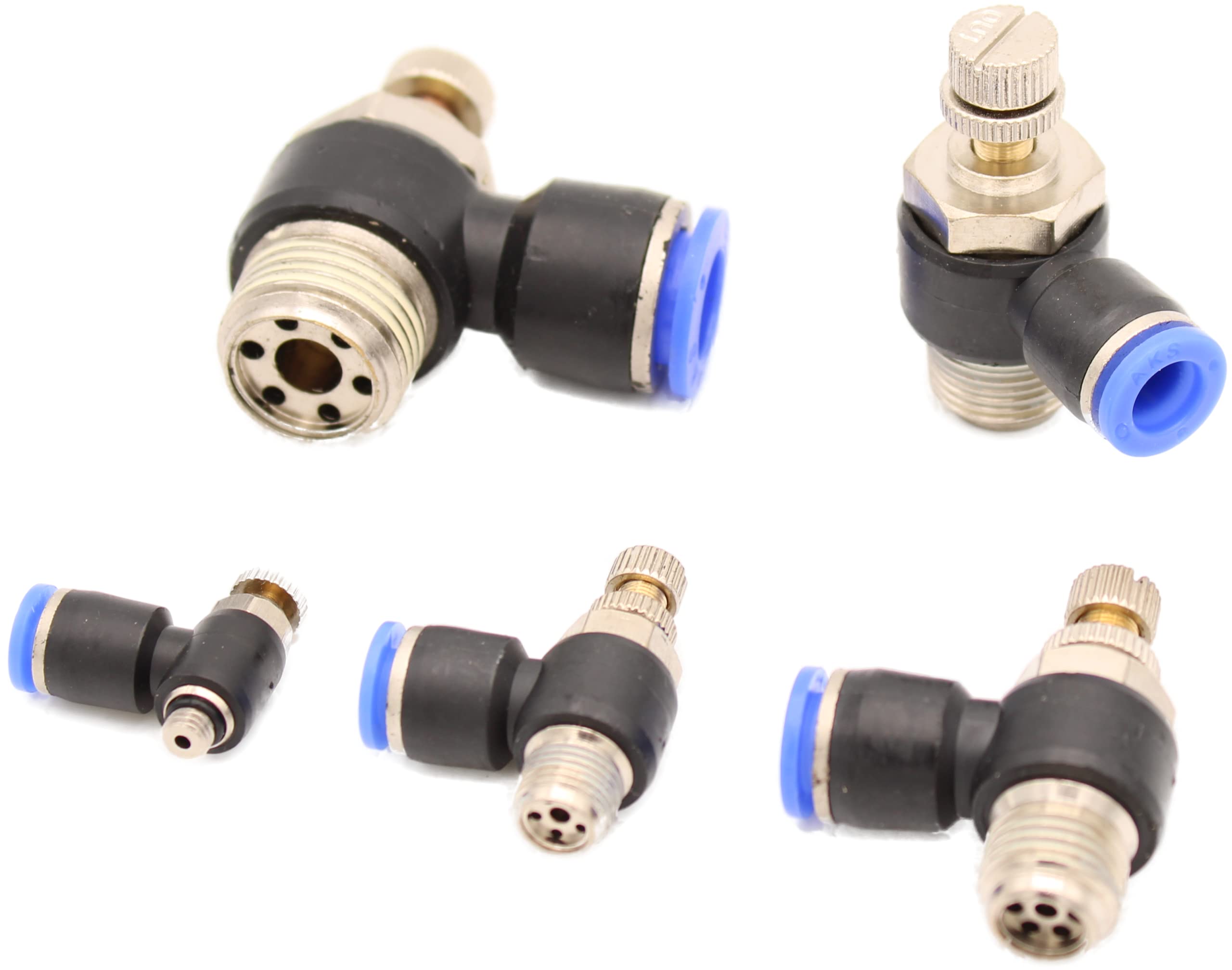 Pneumatic Exhaust Throttle/Throttle Check Valve M5 1/8 Inch 1/4 Inch 3/8 Inch 1/2 Inch 4-12 mm IQS Hose Connection (1/4 Inch - 6 mm)
