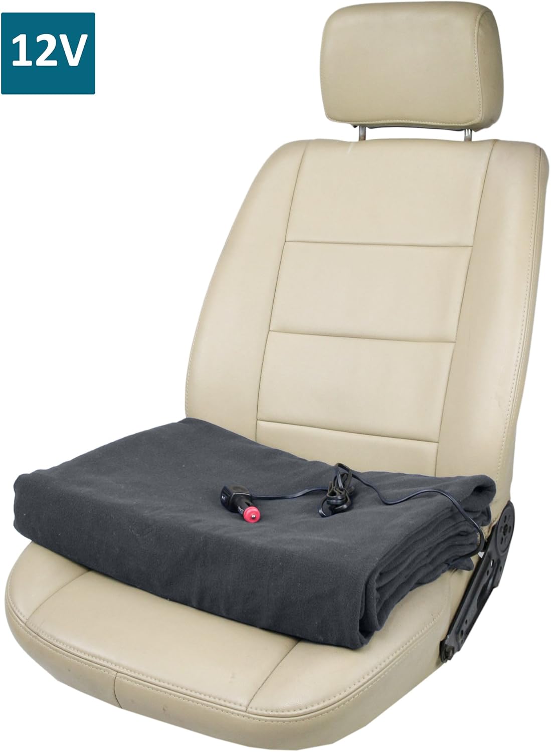 ObboMed SH-4210G Ultra-Soft Deluxe Electric 12V, 60W Luxurious Comfy Polar Fleece Heated Travel Car Blanket, with Premium Cigarette Lighter Plug for Automobile, Vehicle, Gray, Size 61” x 41.3”: Kitchen & Dining