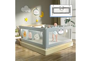 EAQ Bed Rail for Toddlers, Infants Safety Bed Guardrail, Toddler Bed Rails for Twin, Full Size, Queen &King Mattress,Extra Long Crib Rail Guard,One Pack(78", Dog)