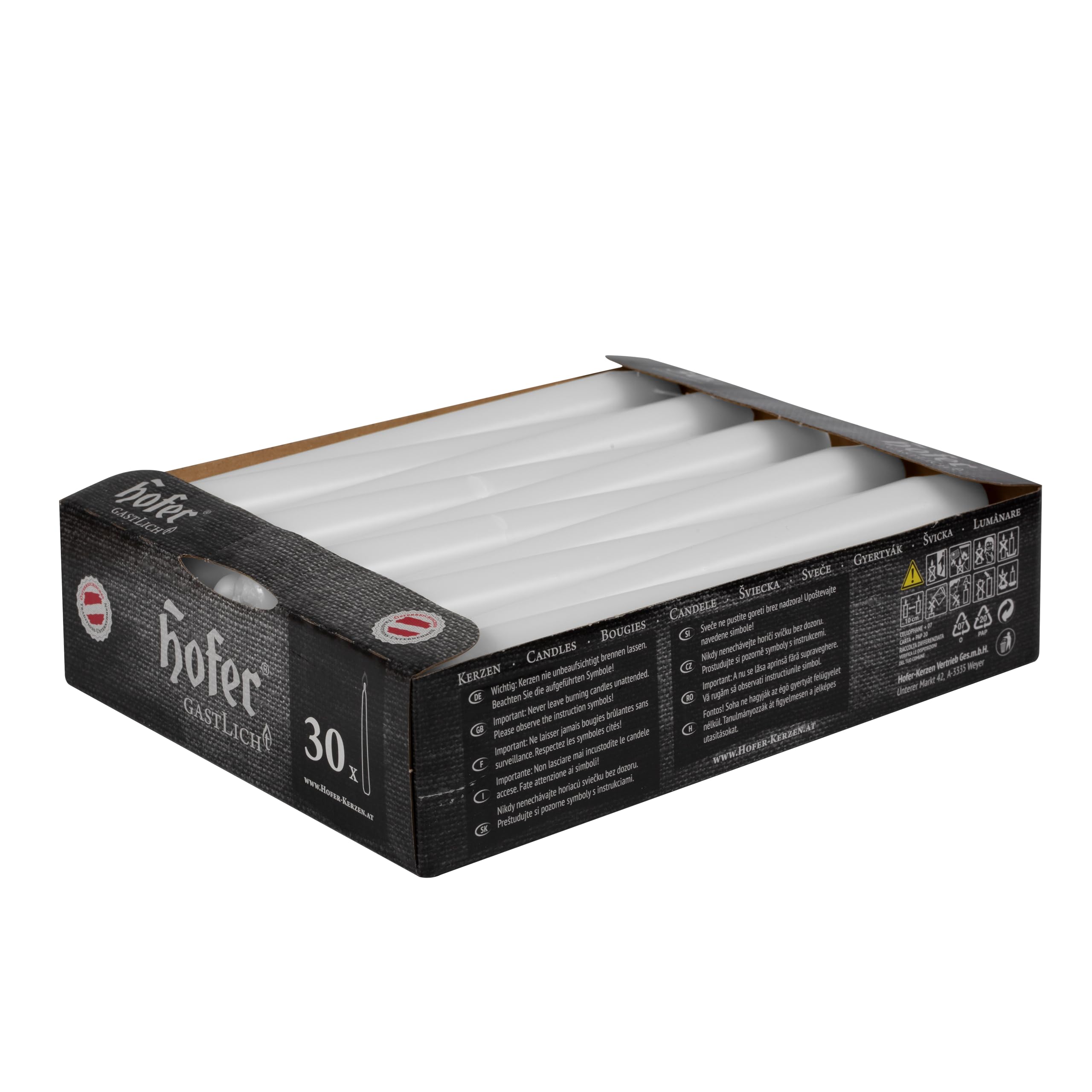 Hofer - White Taper Candles - Set of 100 Unscented 10 Inch Table Candlesticks - Dripless Paraffin Wax with Smokeless Cotton Wicks - Long Burning 7-8 Hours