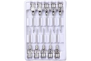 REUVIBK 12 Gauge Veterinary Needles, Cattle Needle Poultry Injection Needles 10 Sticks, Suitable for Pigeons, Chickens, Ducks, Geese, Pigs, Sheep, Horses, And Other Large And Small Animals (12*20mm)