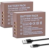 ANCBD 2-Pack USB-C NP-W126 NP-W126S Battery Compatible with Fuji XM5 X100VI X100V X-S10, X-A5, X-A10, X-E4, X-Pro2, X-Pro3, X-T1, X-T2, X-T3, X-T10, X-T20, X-T30 II Cameras