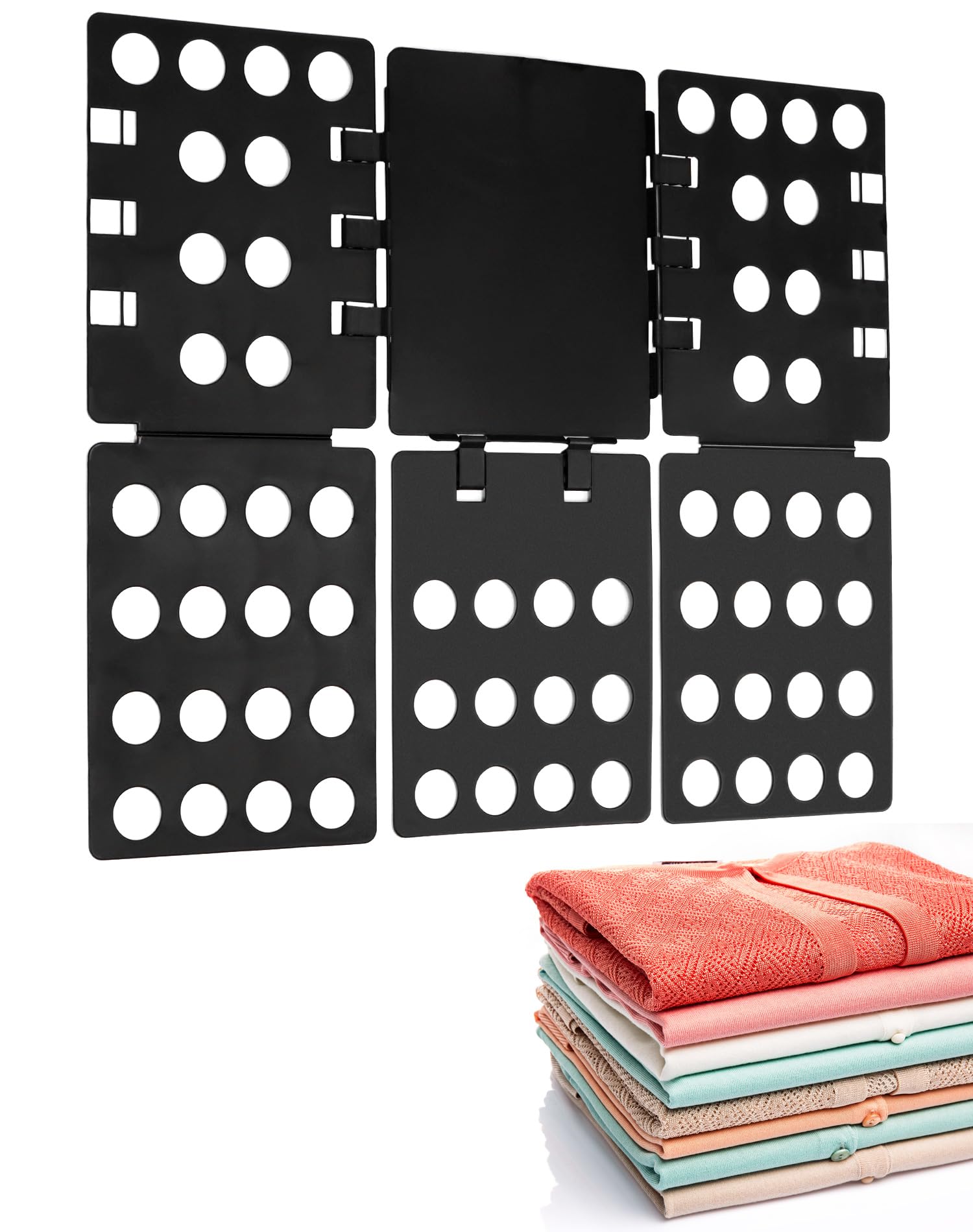 QWORK® Clothes Folding Board, T Shirt Folder, Laundry Folders, Plastic, Black