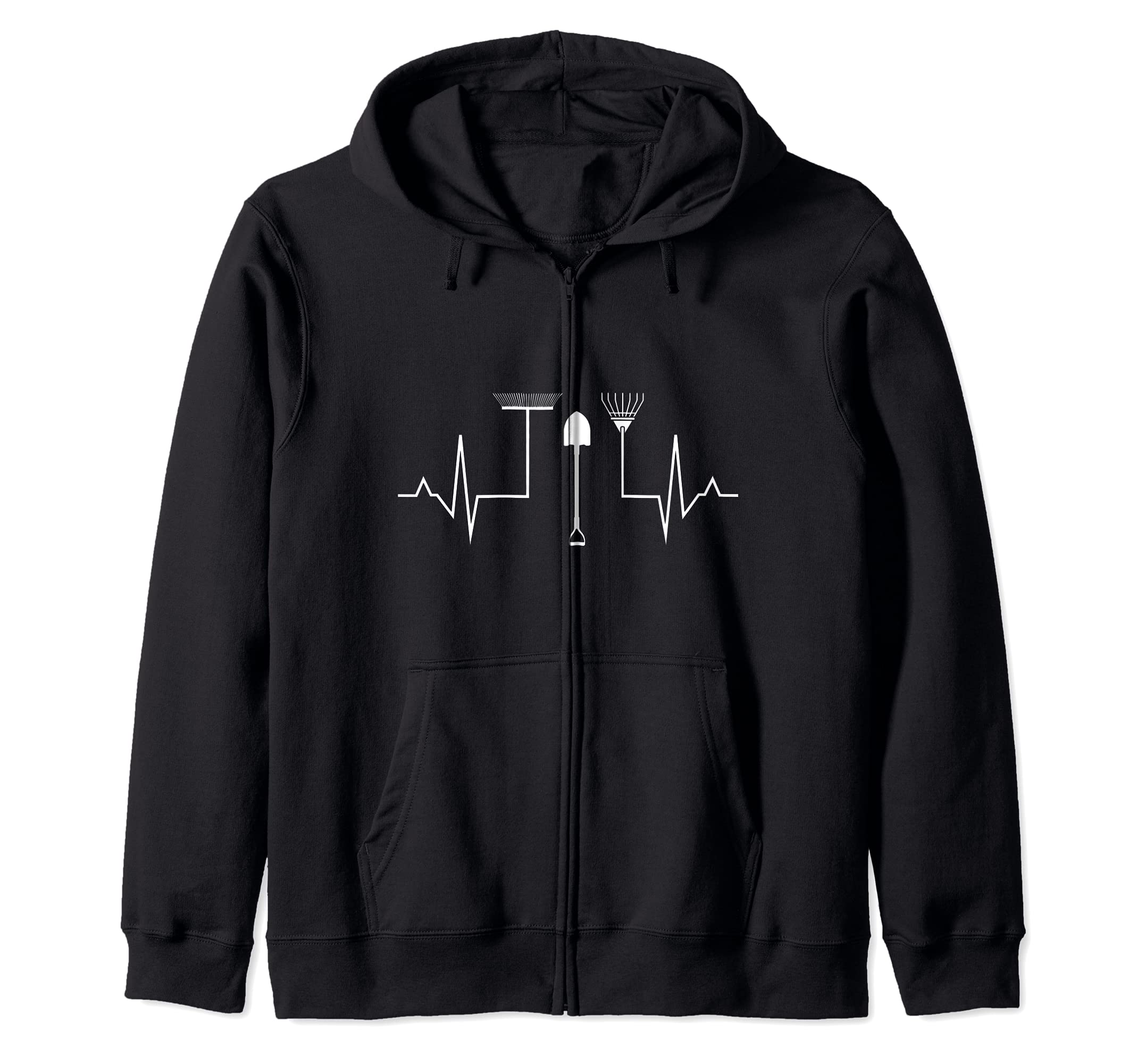 garden heartbeat ECG garden tool gardener allotment garden Zip Hoodie